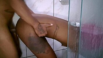 Brazilian Brunette Devours Monster Cock In Steamy Bath!