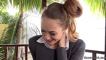 girlfriend's hot ass bounces hard riding cock on the balcony