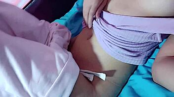 Sexy Colombian beauty with big natural tits masturbates her wet pussy solo on the bed until explosive orgasm