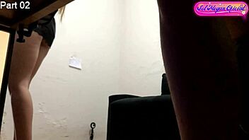 hidden cam catches sexy redhead client dancing for repairman