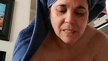 milf delivers sloppy blowjob for creamy facial finish