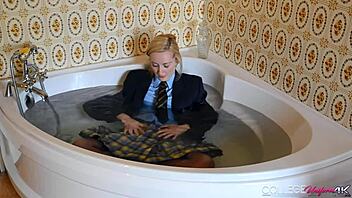 college girl sophia smith teases her wet panties in uniform play