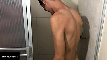 pounding my thick cock deep into her horny tight hole in the bathroom