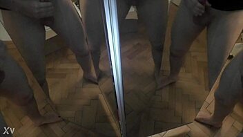 one guy unloads on six mirror cocks in massive cumshot