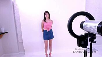 cute brunette model yields to casting couch temptations