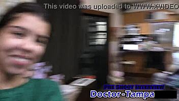 Dr Tampa examines bratty cheerleader Mya in gloves POV