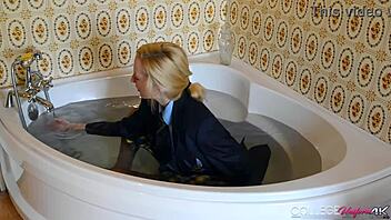 college girl sophia smith teases her wet panties in uniform play