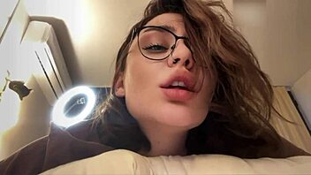 brunette glasses big ass facial blast