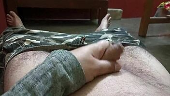 Mature Man Jerks Massive Penis at High Speed