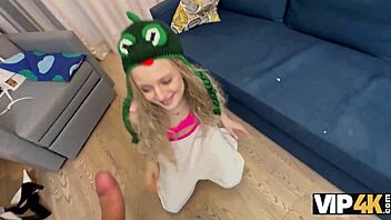 blonde skinny russian teen gets proper rough anal reality fuck