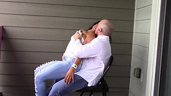 milf grinds balcony cock to smoking hot orgasm