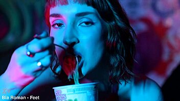 check out these sexy redhead feet crushin cup noodles all dirty