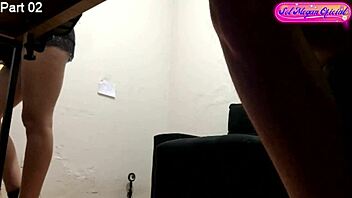 hidden cam catches sexy redhead client dancing for repairman