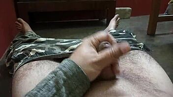 Mature Man Jerks Massive Penis at High Speed