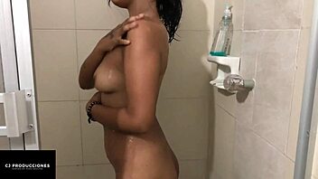 pounding my thick cock deep into her horny tight hole in the bathroom