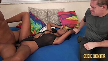 hey babe, watch skinny ebony mila mars take big black cock surprise for her cuckold boyfriend