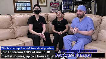 Dr Tampa examines bratty cheerleader Mya in gloves POV