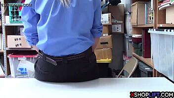 busty milf security guard feels shoplifter's throbbing cock deep