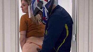 motoboy pounds piss-soaked woman in ladies bathroom till he explodes