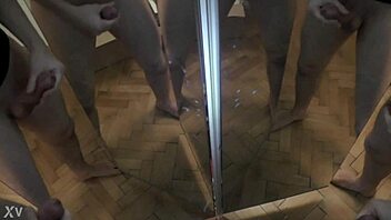 one guy unloads on six mirror cocks in massive cumshot