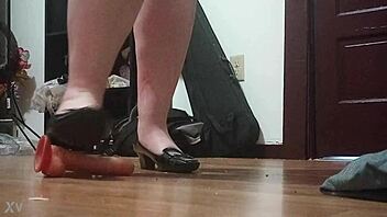 Crush your cock with my sharp heels?