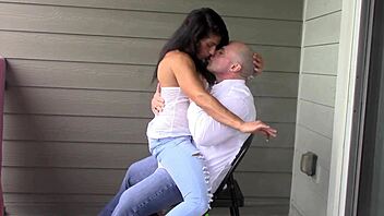 milf grinds balcony cock to smoking hot orgasm