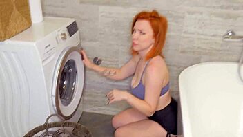 Clumsy Redhead Stuck Needing Passionate Big Tits Rescue!