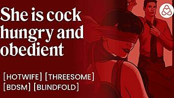 Surprise blindfolded wife dp shared with friend swallows all