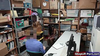 busty ebony teen pounded relentlessly by store security officer
