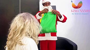 Santa's Ebony Helper Bent Over for Rough Doggystyle Pounding!