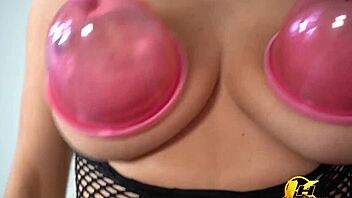 playing with milf's huge natural tits swollen pussy nipple pumps fun