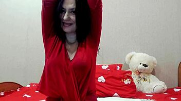 Passionate hairy armpits milf Angela plays milky tits couch