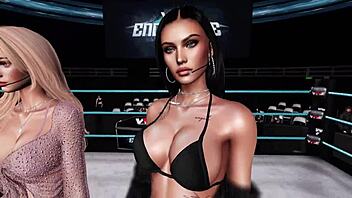bikini babes battle in steamy virtual wrestling contest showdown