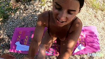 sizzle by the shore as sexydeas rides pov with ripped clothes and wet pussy shakes