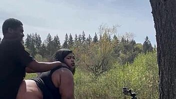 Public quickie milf moans on big black cock