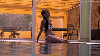 irina russaka's petite teen body teases tight pussy underwater pool?