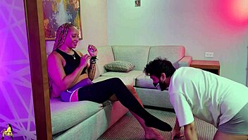 tall ebony femdom delivers brutal ballbusting therapy session