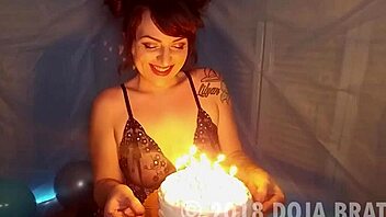 big ass bbw smashes cake shakes thong in birthday fun