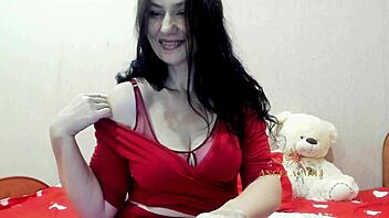 Passionate hairy armpits milf Angela plays milky tits couch