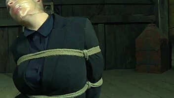 I ache from bound gagging in bdsm nipple torment