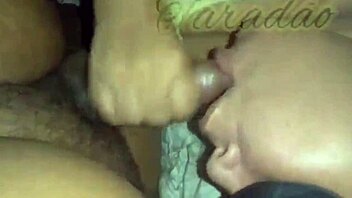 ebony puta gags on cock then SWALLOWS hot cum load
