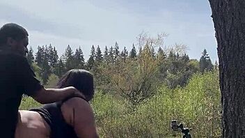 Public quickie milf moans on big black cock