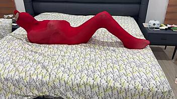 fuck yes tightly wrapped pantyhose bondage cocoon stretches her nylon bound!