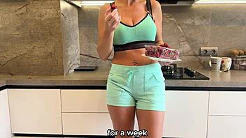 Hungry russian amateur pounces fucks guy post-vacation with subs