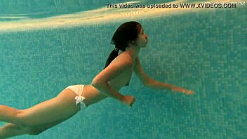 irina russaka's petite teen body teases tight pussy underwater pool?