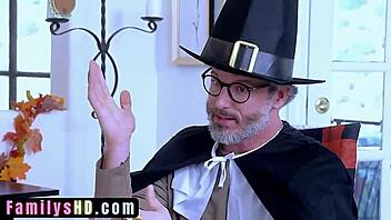 omg big toe fucks pussy under table at thanksgiving orgy