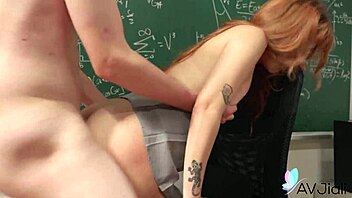 chinese teen slut jinbaona bends over for teacher's huge cock in classroom fuck