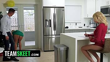 santa hunts blonde's big tits pussy for christmas spanking