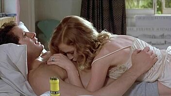 isabelle huppert spies from the bedroom window in lingerie