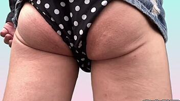 solo slut rips clothes masturbates in miniskirt boots polka dot panties